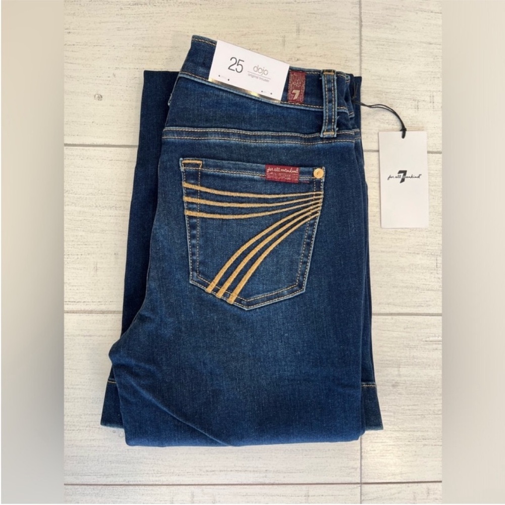 7 For All Mankind Dojo Original Jeans Trouser NWT Size 25 7FAMK Golden pockets - Picture 3 of 15
